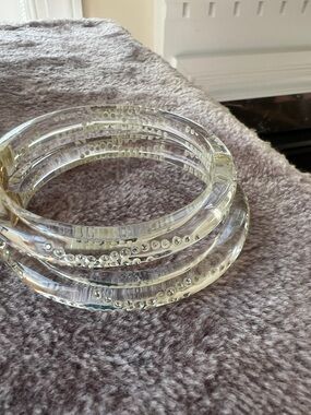 Alexis Bittar Clear Bubble Acrylic Bangle Bracelet Set